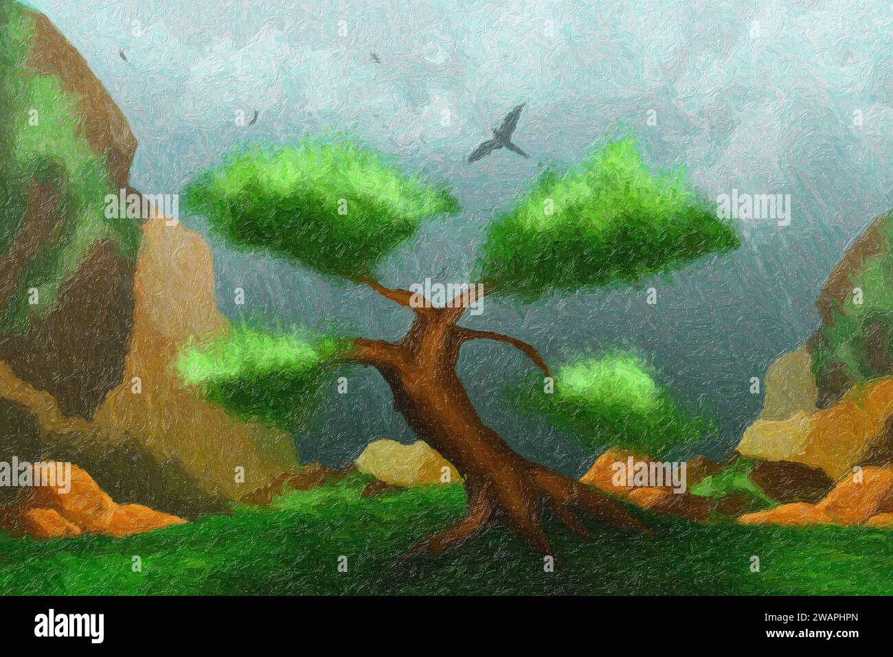 bonsai tree digital art Stock Photo Alamy
