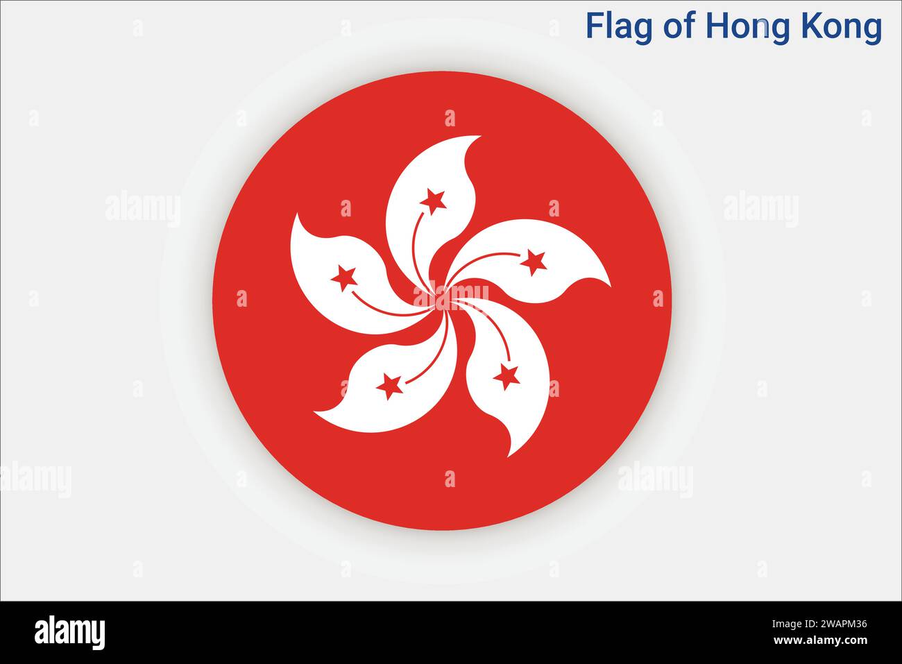 High detailed flag of Hong Kong. National Hong Kong flag. Asia. 3D illustration. Stock Vector