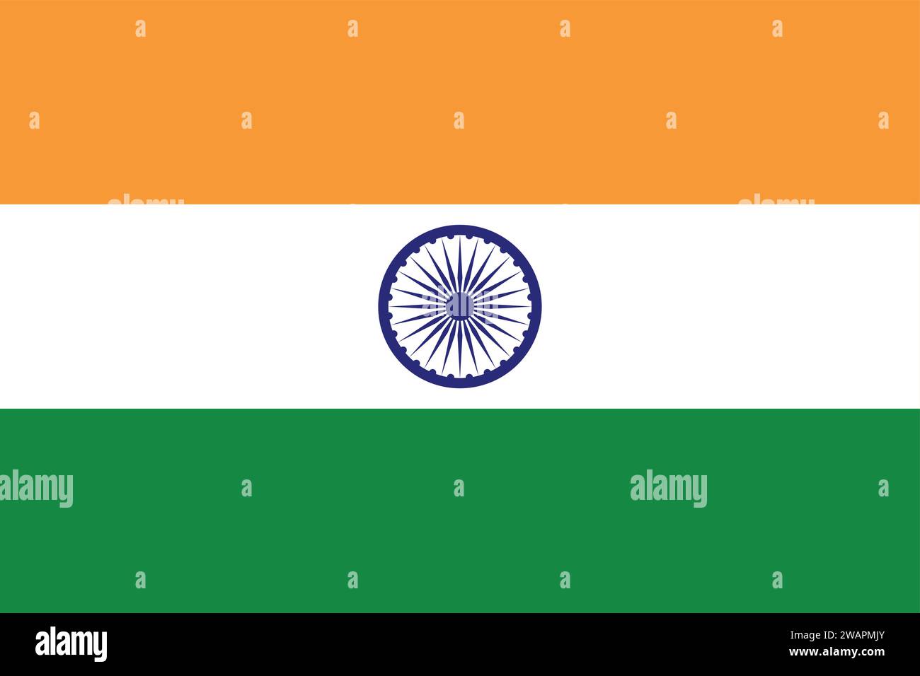 High detailed flag of India. National India flag. Asia. 3D illustration. Stock Vector
