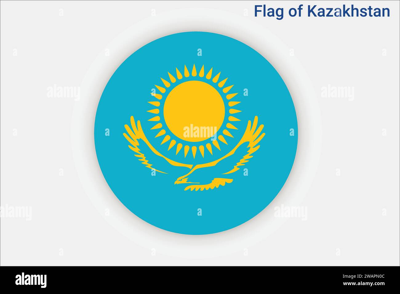 High detailed flag of Kazakhstan. National Kazakhstan flag. Asia. Europe. 3D illustration. Stock Vector