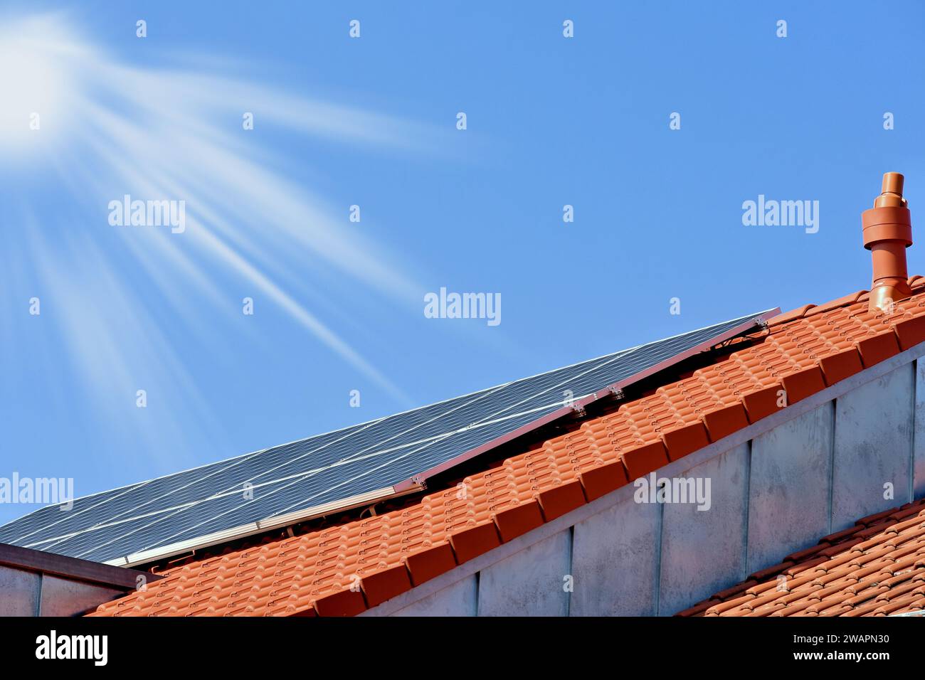 Solar cells on a detached house for environmentally friendly power ...