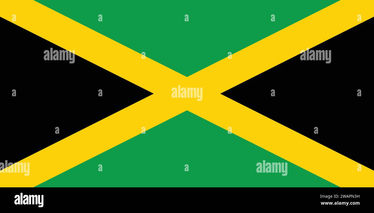 High Detailed Flag Of Jamaica National Jamaica Flag North America 3d Illustration Stock