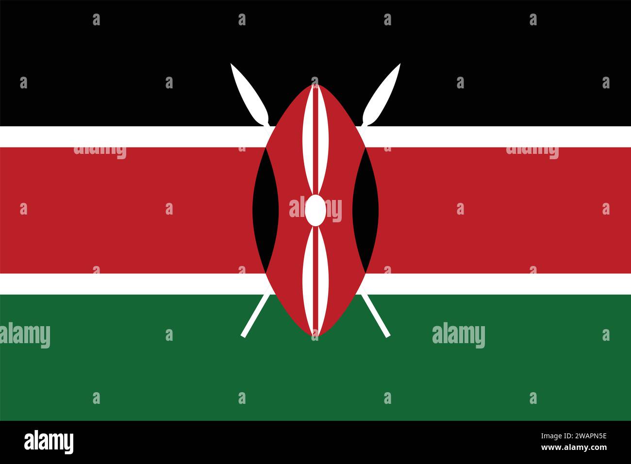 High detailed flag of Kenya. National Kenya flag. Africa. 3D illustration. Stock Vector