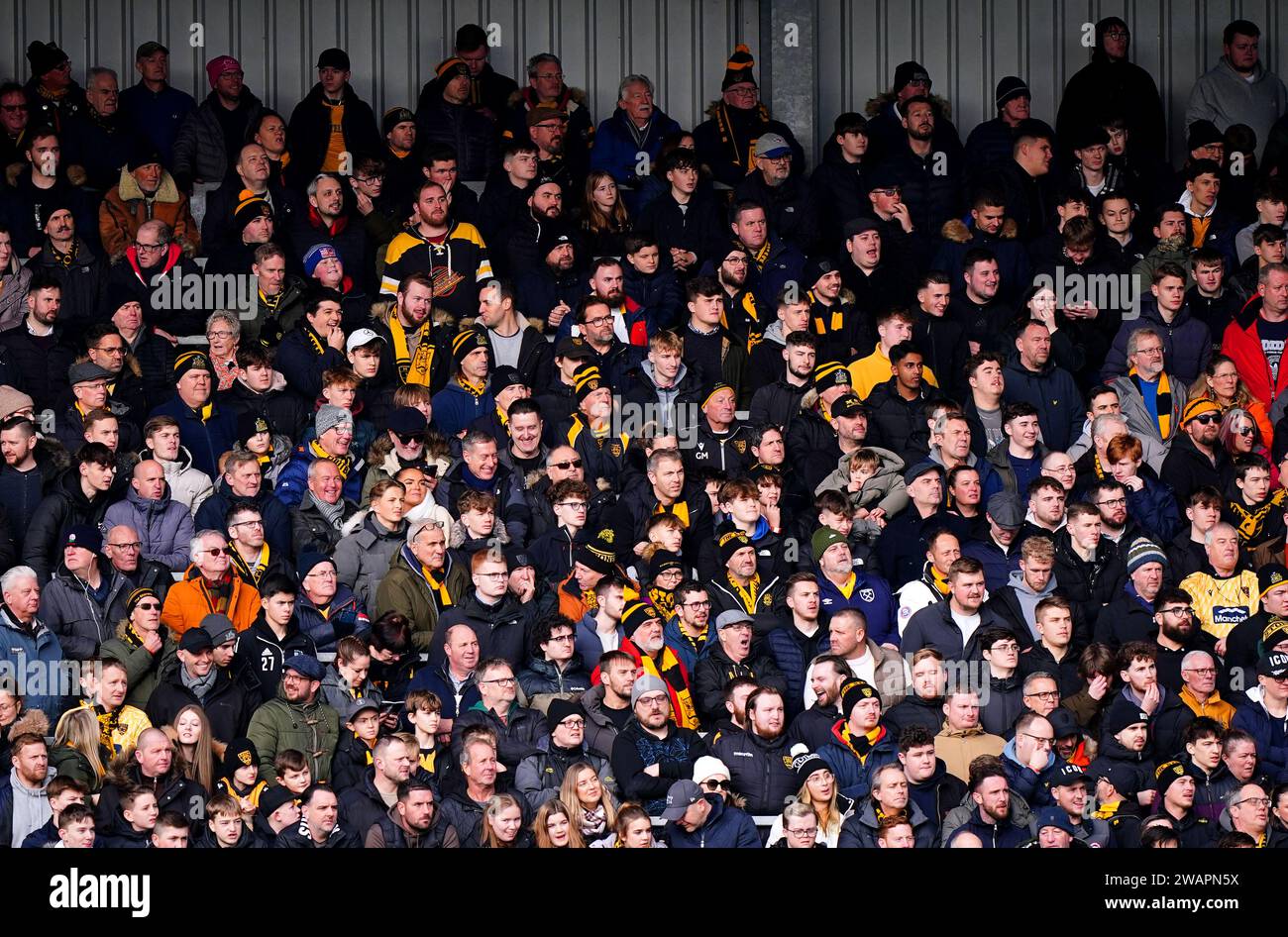 Maidstone United fans in the stands during the Emirates FA Cup Third