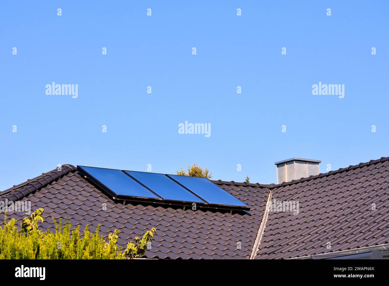 Solar thermal collectors on the roof of the house for environmentally ...