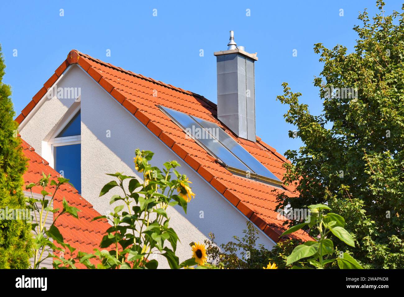 Solar thermal collectors on the roof of the house for environmentally ...