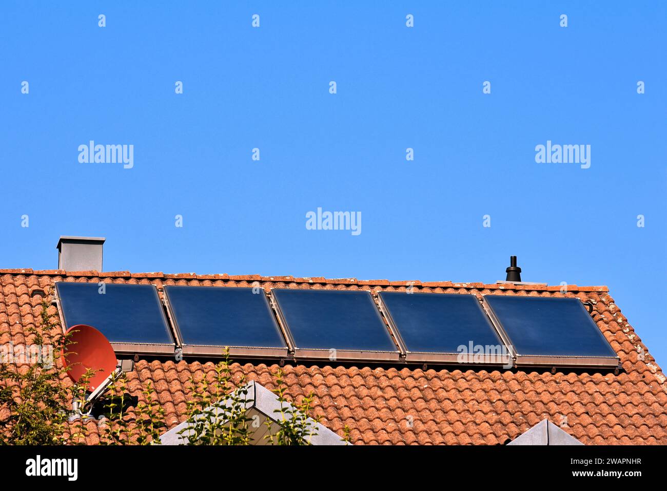 Solar thermal collectors on the roof of the house for environmentally ...