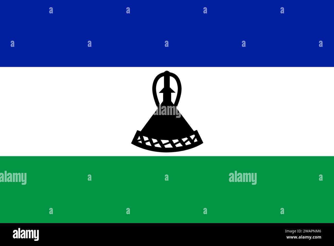 High detailed flag of Lesotho. National Lesotho flag. Africa. 3D illustration. Stock Photo