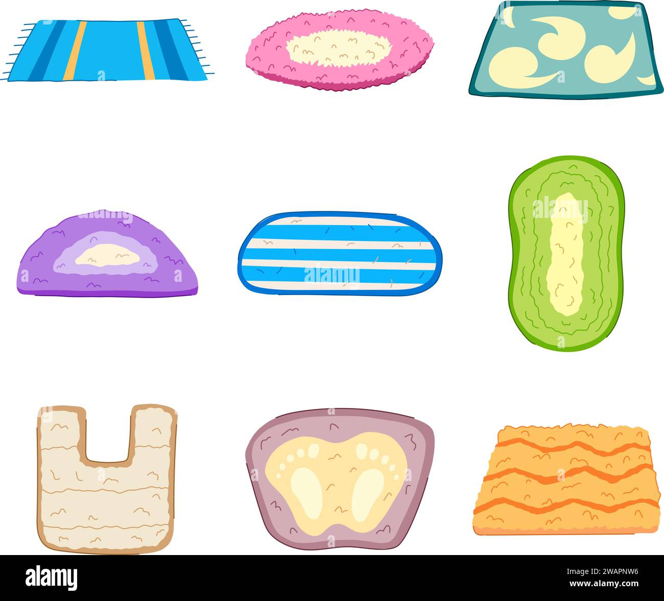 bath mat set cartoon vector illustration Stock Vector Image & Art Alamy