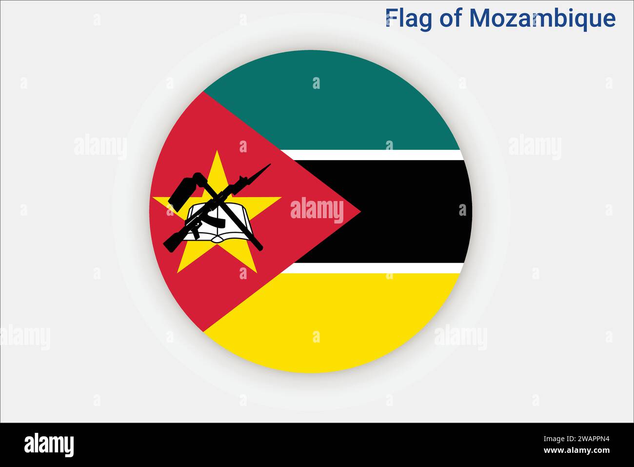 High detailed flag of Mozambique. National Mozambique flag. Africa. 3D illustration. Stock Vector