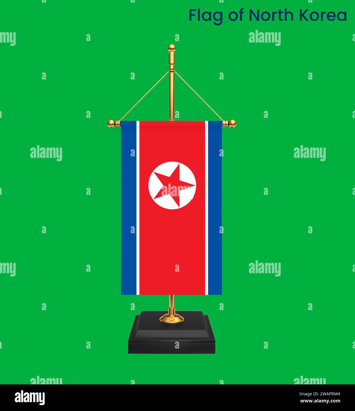High detailed flag of North Korea. National North Korea flag. Asia. 3D ...