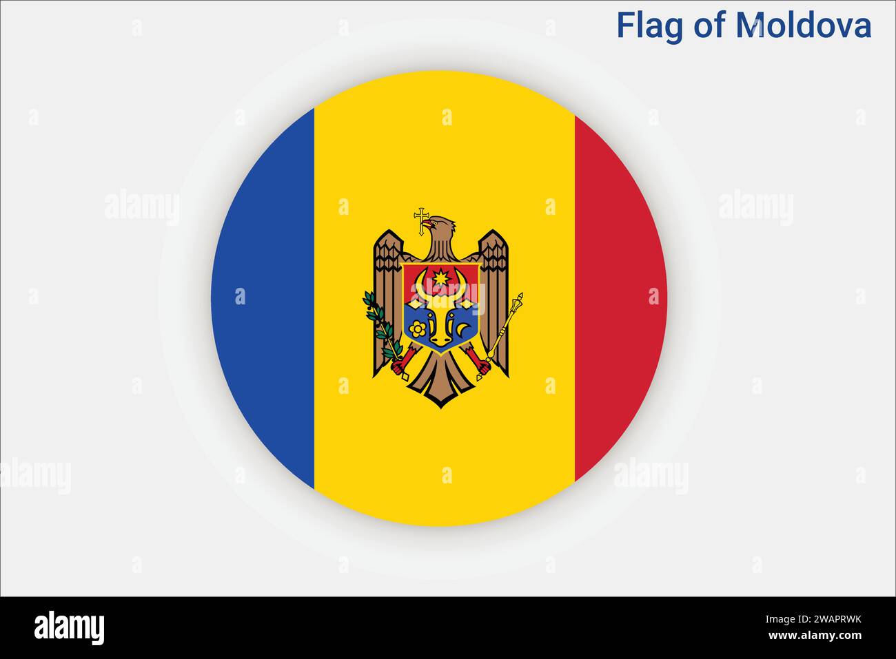High detailed flag of Moldova. National Moldova flag. Europe. 3D illustration. Stock Vector