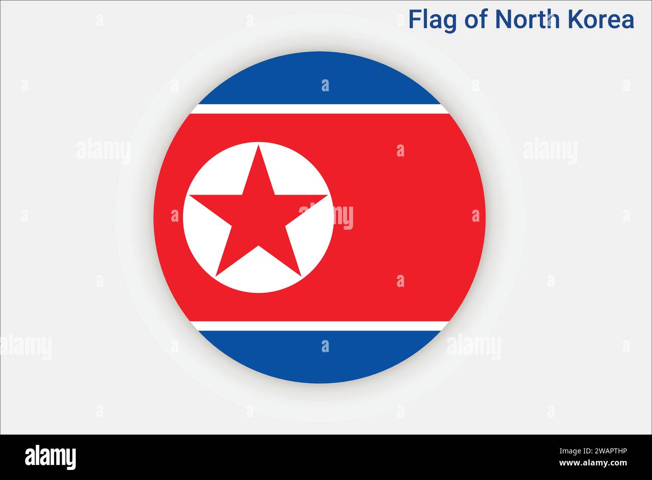 High detailed flag of North Korea. National North Korea flag. Asia. 3D illustration. Stock Vector