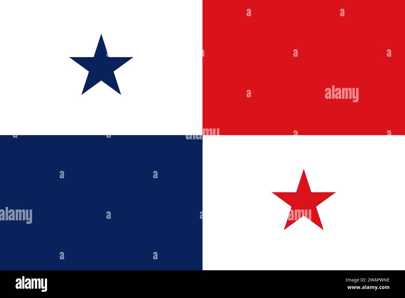 High detailed flag of Panama. National Panama flag. North America. 3D illustration. Stock Photo