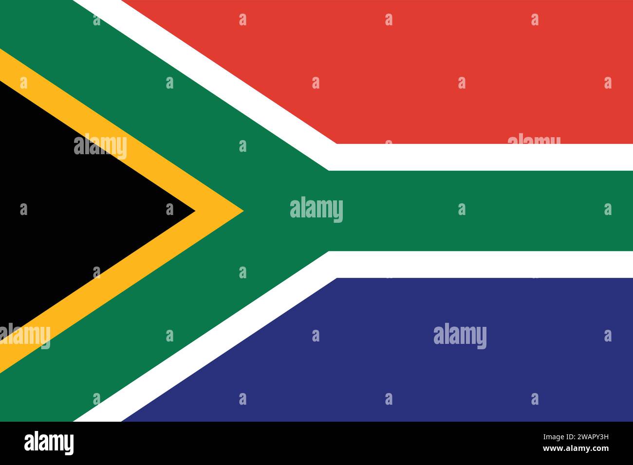 High detailed flag of South Africa. National South Africa flag. Africa. 3D illustration. Stock Vector