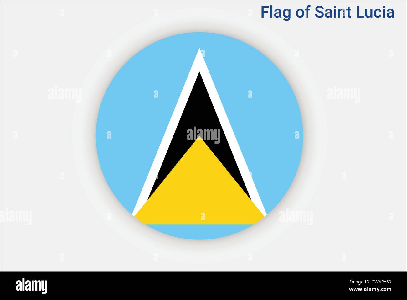 High detailed flag of Saint Lucia. National Saint Lucia flag. North America. 3D illustration. Stock Vector