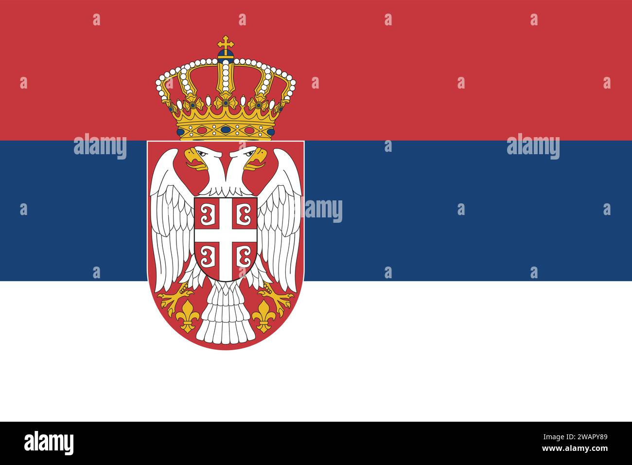High detailed flag of Serbia. National Serbia flag. Europe. 3D illustration. Stock Vector