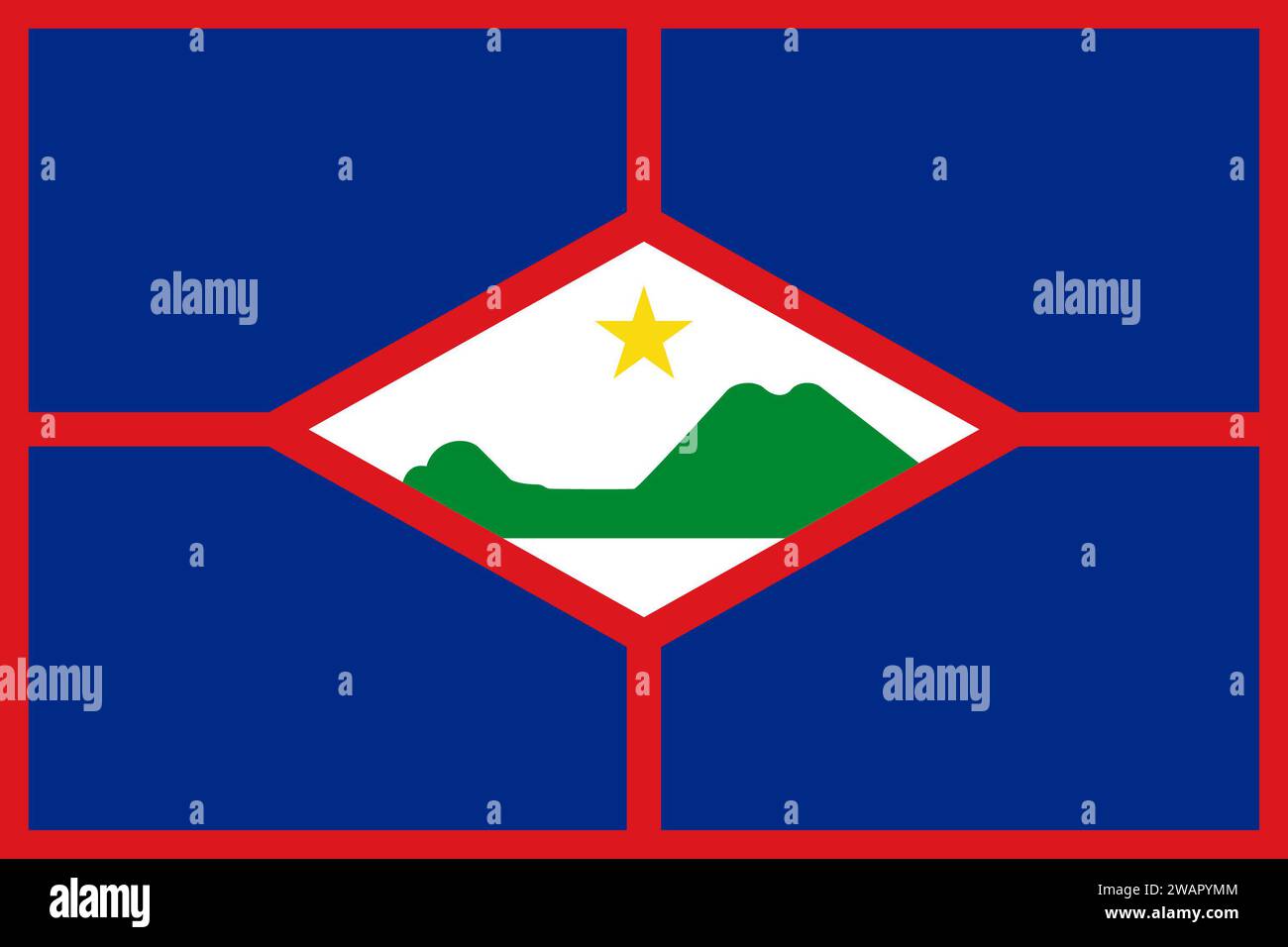 High detailed flag of St. Eustatius. National St. Eustatius flag. South America. 3D illustration. Stock Photo