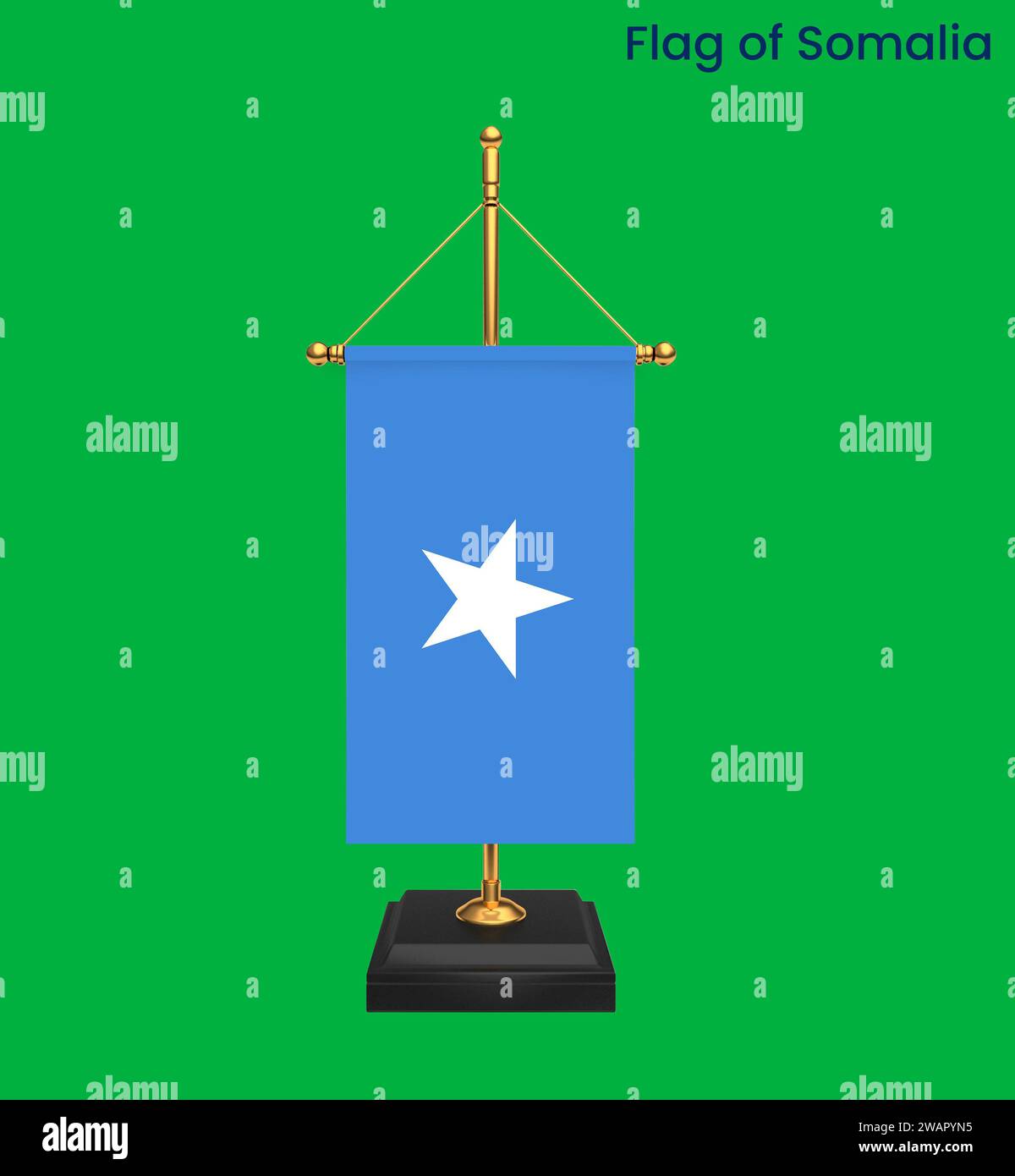 High detailed flag of Somalia. National Somalia flag. Africa. 3D illustration. Stock Photo
