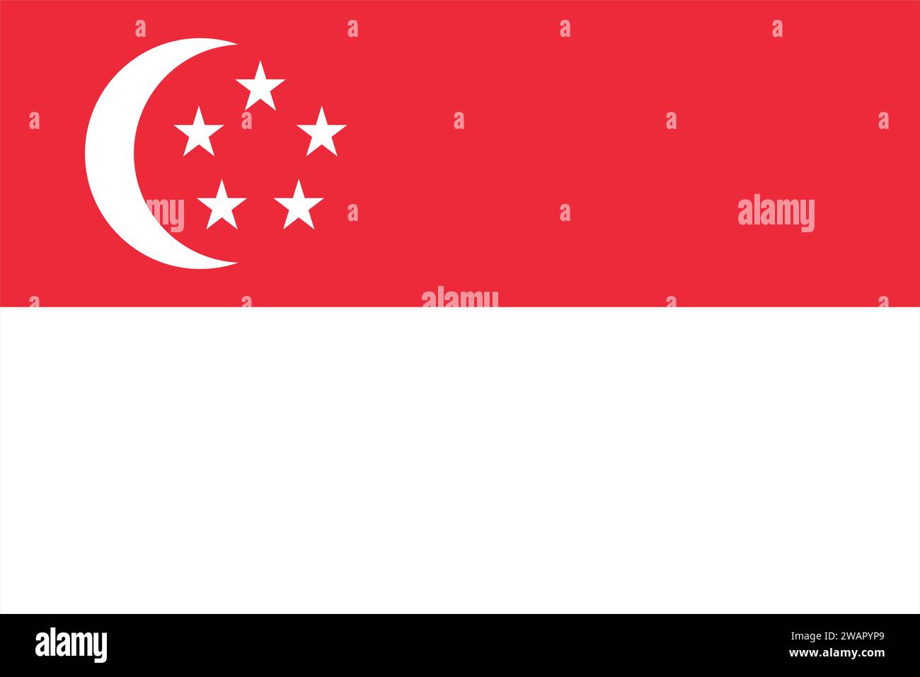 High detailed flag of Singapore. National Singapore flag. Asia. 3D illustration. Stock Vector