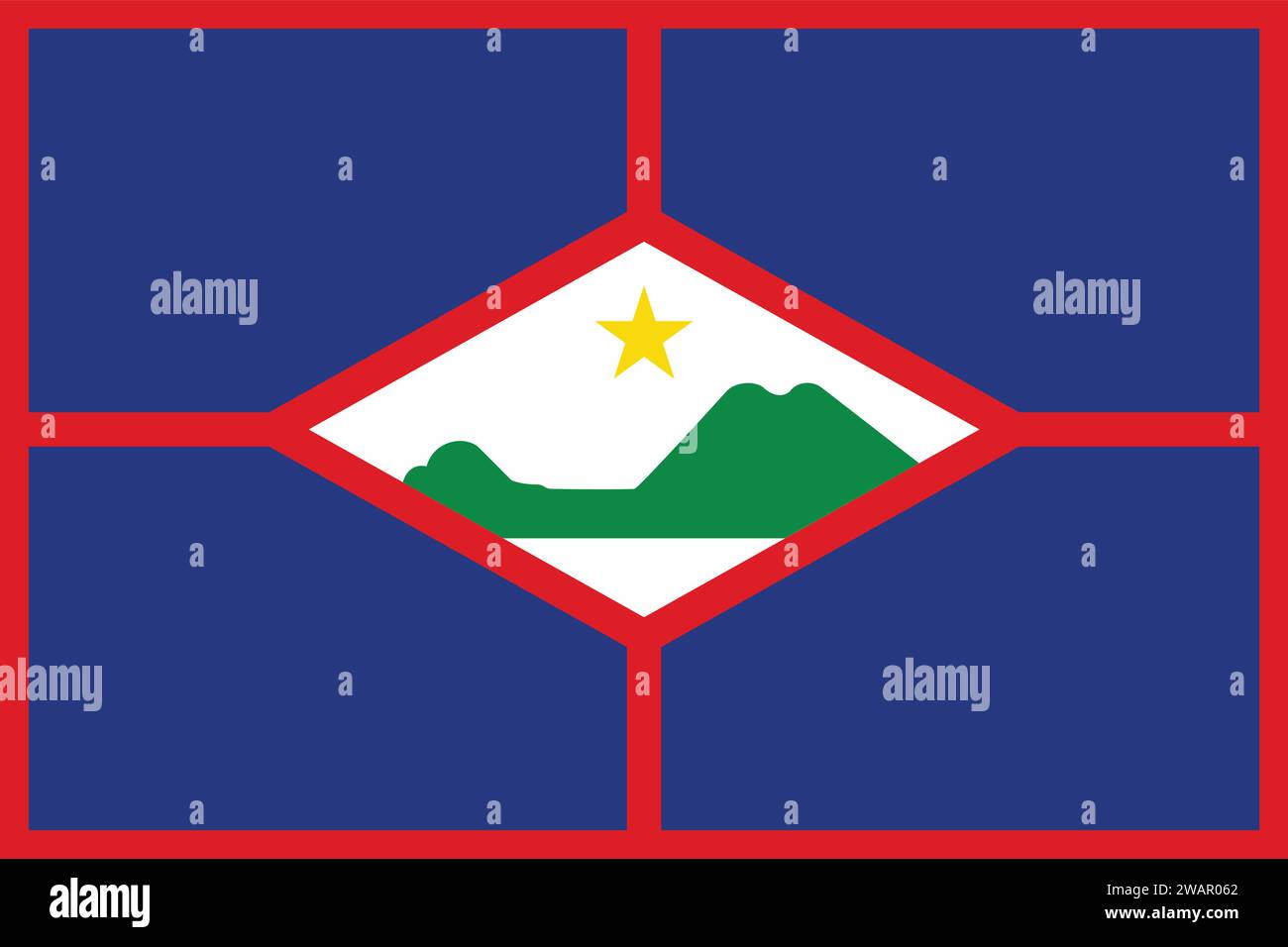 High detailed flag of St. Eustatius. National St. Eustatius flag. South America. 3D illustration. Stock Vector