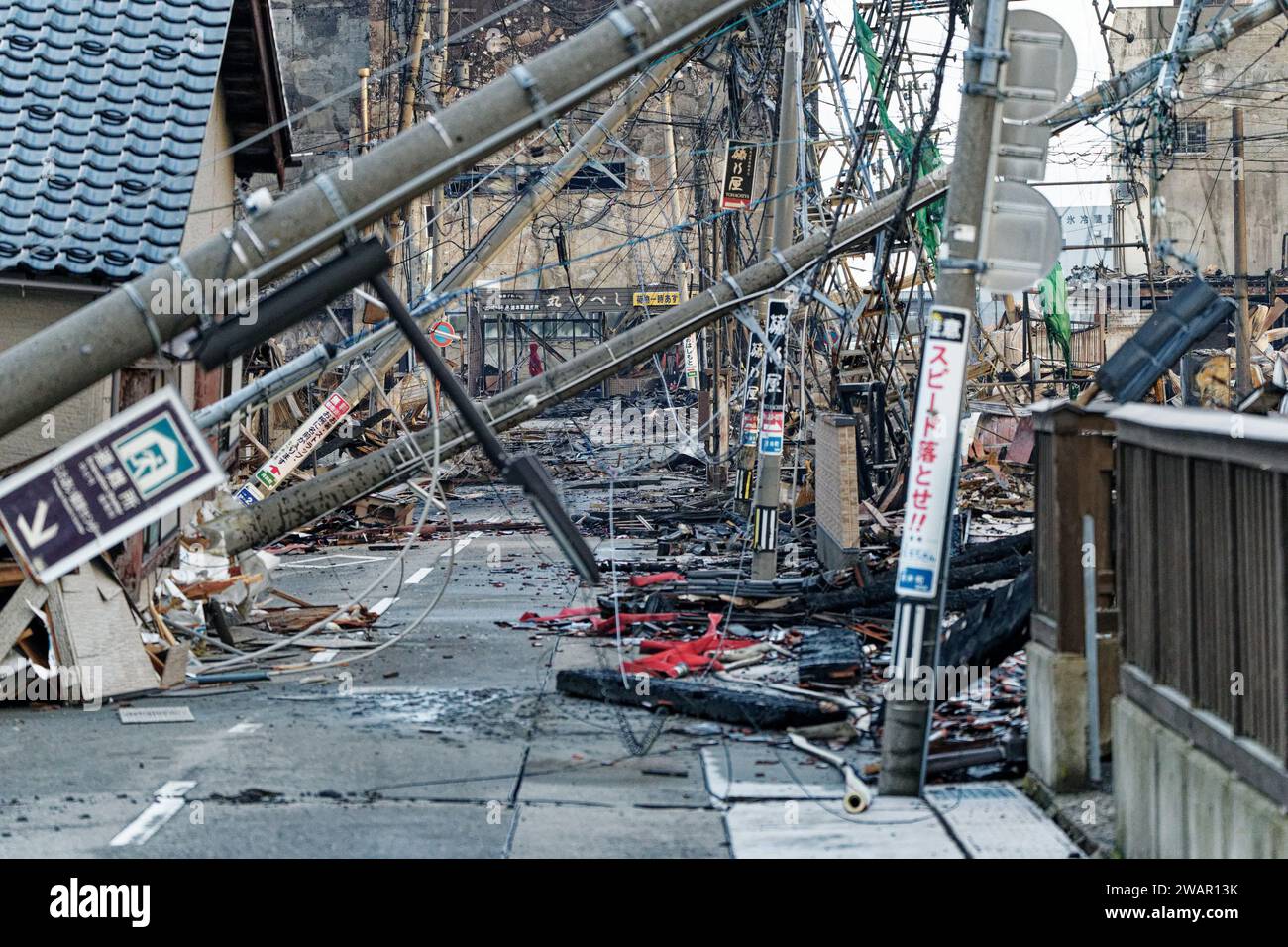 Ishikawa Japan 6th Jan 2024 This Photo Taken On Jan 4 2024 Shows   Ishikawa Japan 6th Jan 2024 This Photo Taken On Jan 4 2024 Shows The Wajima Morning Market Which Has Been Burned Down By A Large Blaze Following A Series Of Earthquakes In Wajima City Ishikawa Prefecture Japan The Death Toll Has Surged To 126 In The Central Japanese Prefecture Of Ishikawa After A Series Of Earthquakes Of Up To 76 Magnitude Struck The Prefecture And Its Vicinity Amid Fears Of Secondary Hazards And Escalating Casualties Despite Intensified Rescue And Search Efforts On Day Six Of The Quake On Saturday Credit Xinhuaalamy Live News 2WAR13K 