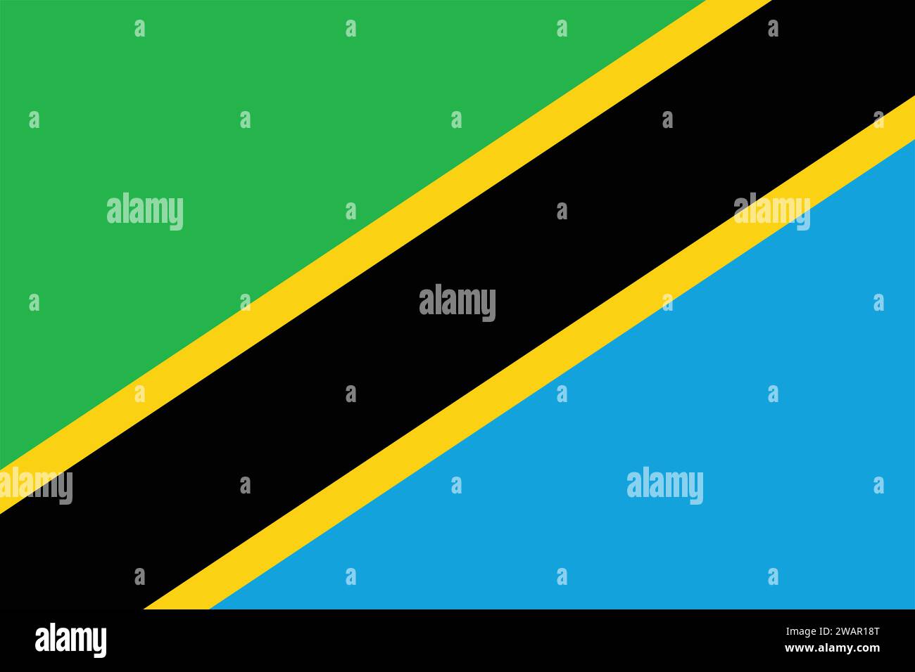 High detailed flag of Tanzania. National Tanzania flag. Africa. 3D illustration. Stock Vector