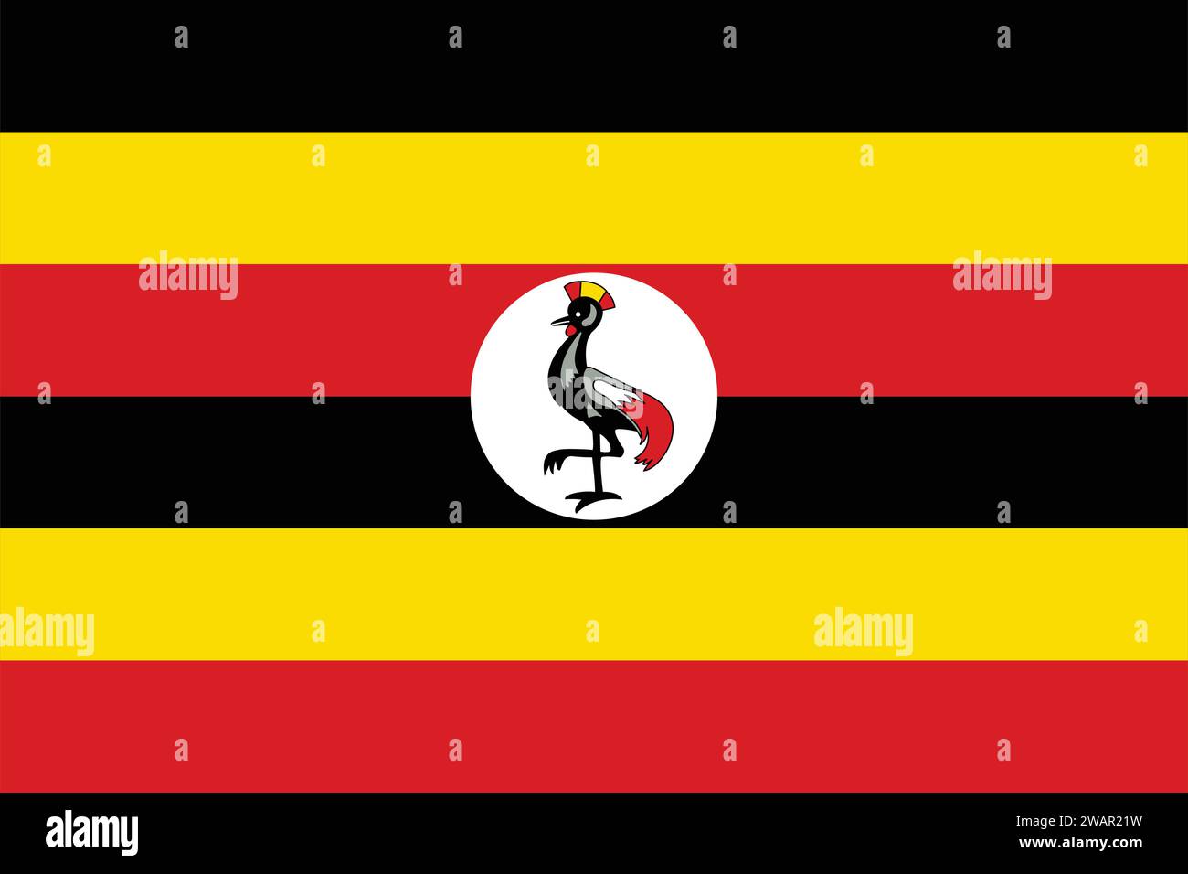 High detailed flag of Uganda. National Uganda flag. Africa. 3D illustration. Stock Vector