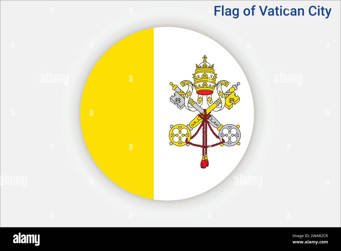 High detailed flag of Vatican City. National Vatican City flag. Europe. 3D illustration. Stock Vector