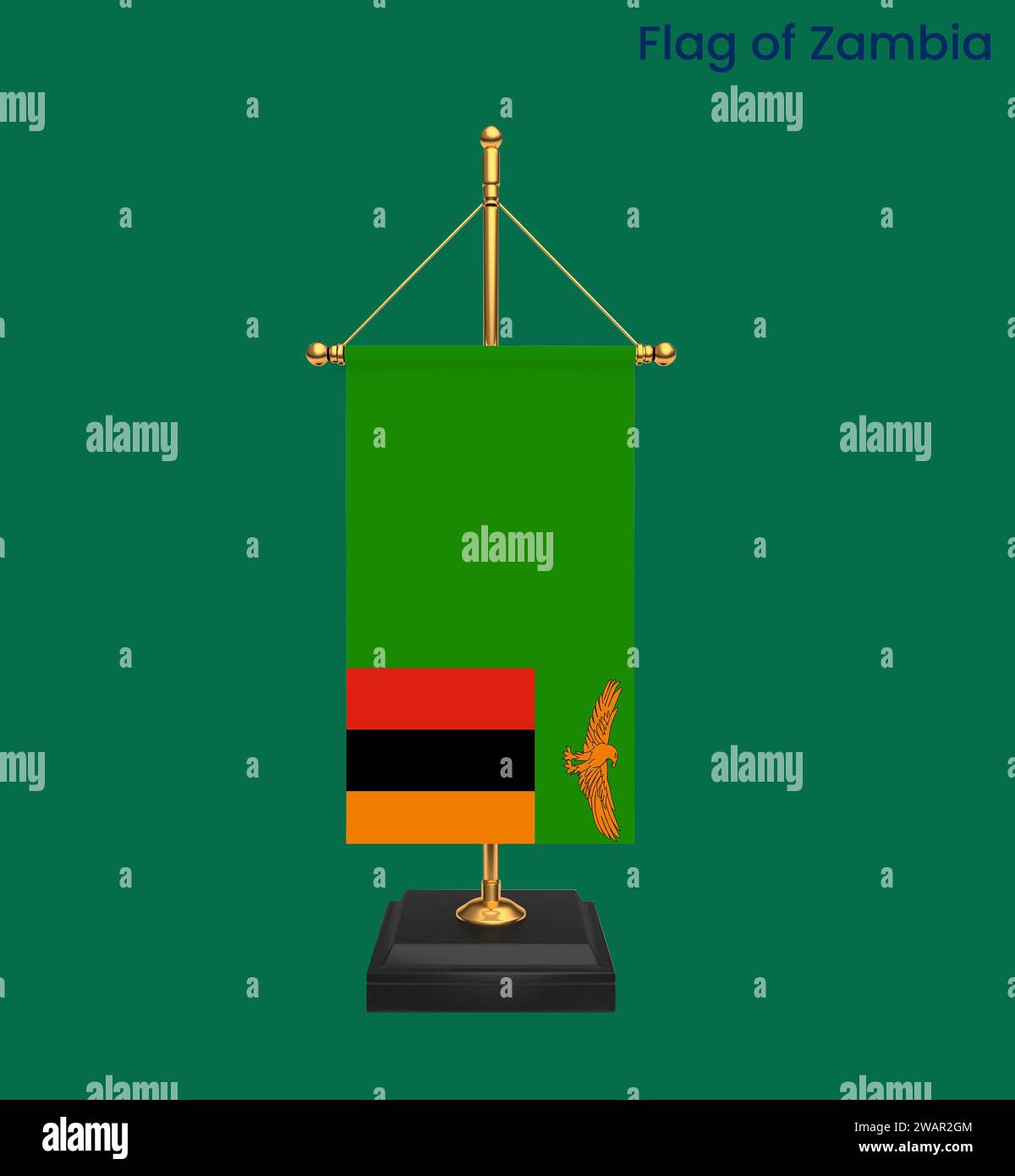 High detailed flag of Zambia. National Zambia flag. Africa. 3D ...