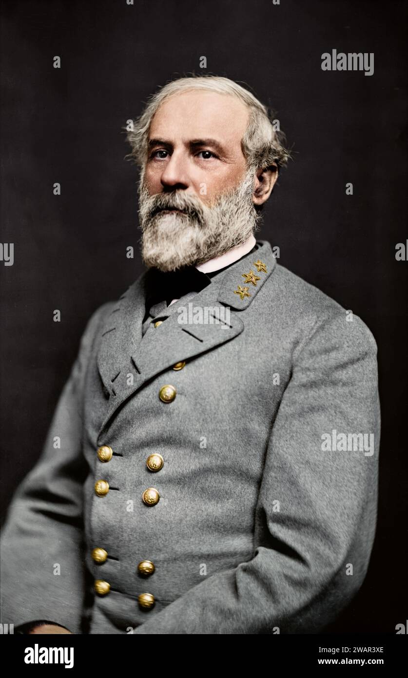 Portrait of general Robert E. Lee, officer of the Confederate Army. March 1864. By Julian Vannerson. Stock Photo