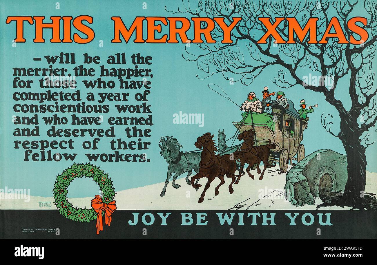 This Merry Xmas (Mather and Company, 1923). Motivational Poster Stock Photo