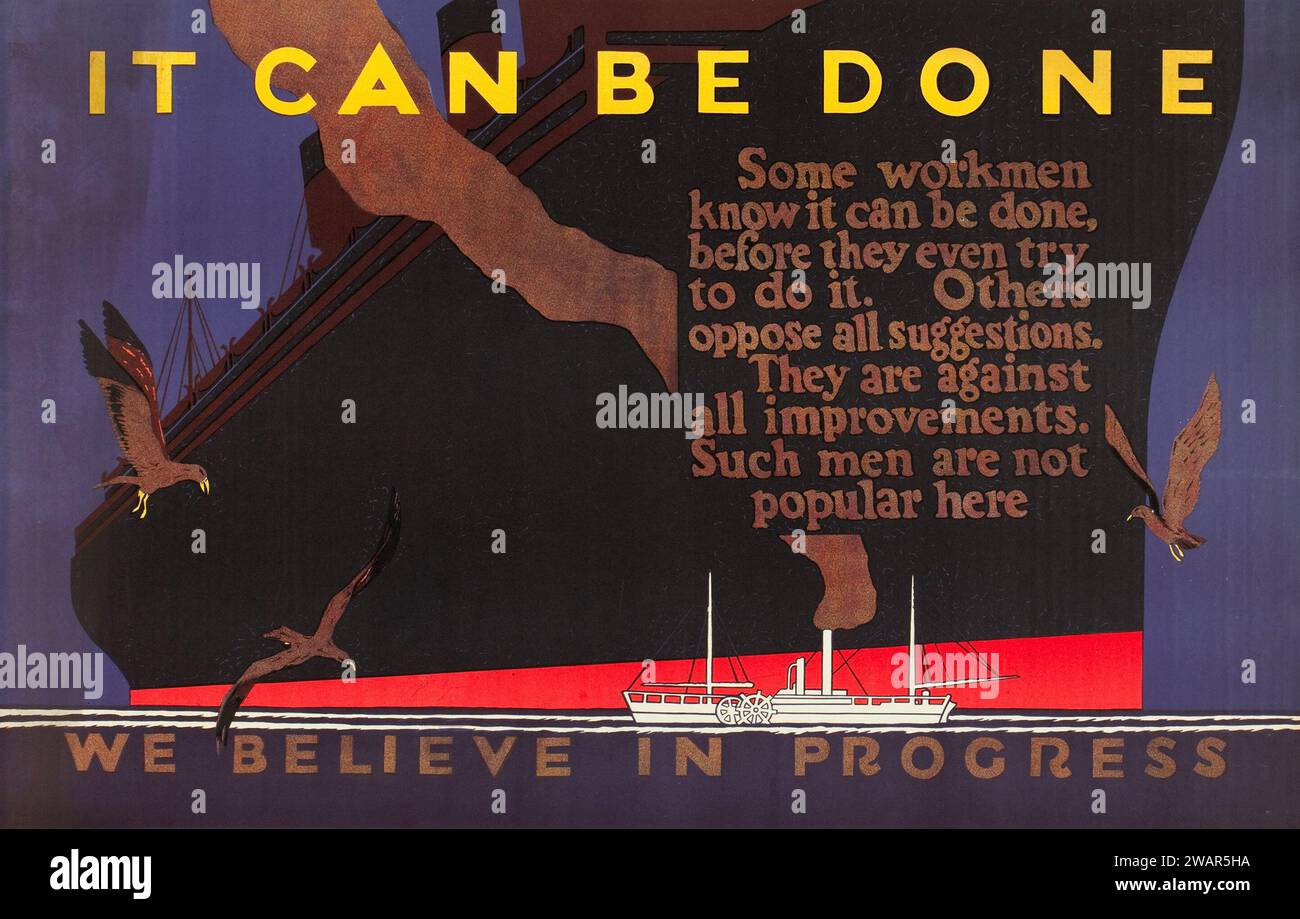 It Can be Done (1923). Mather and Company Motivational Poster Stock Photo