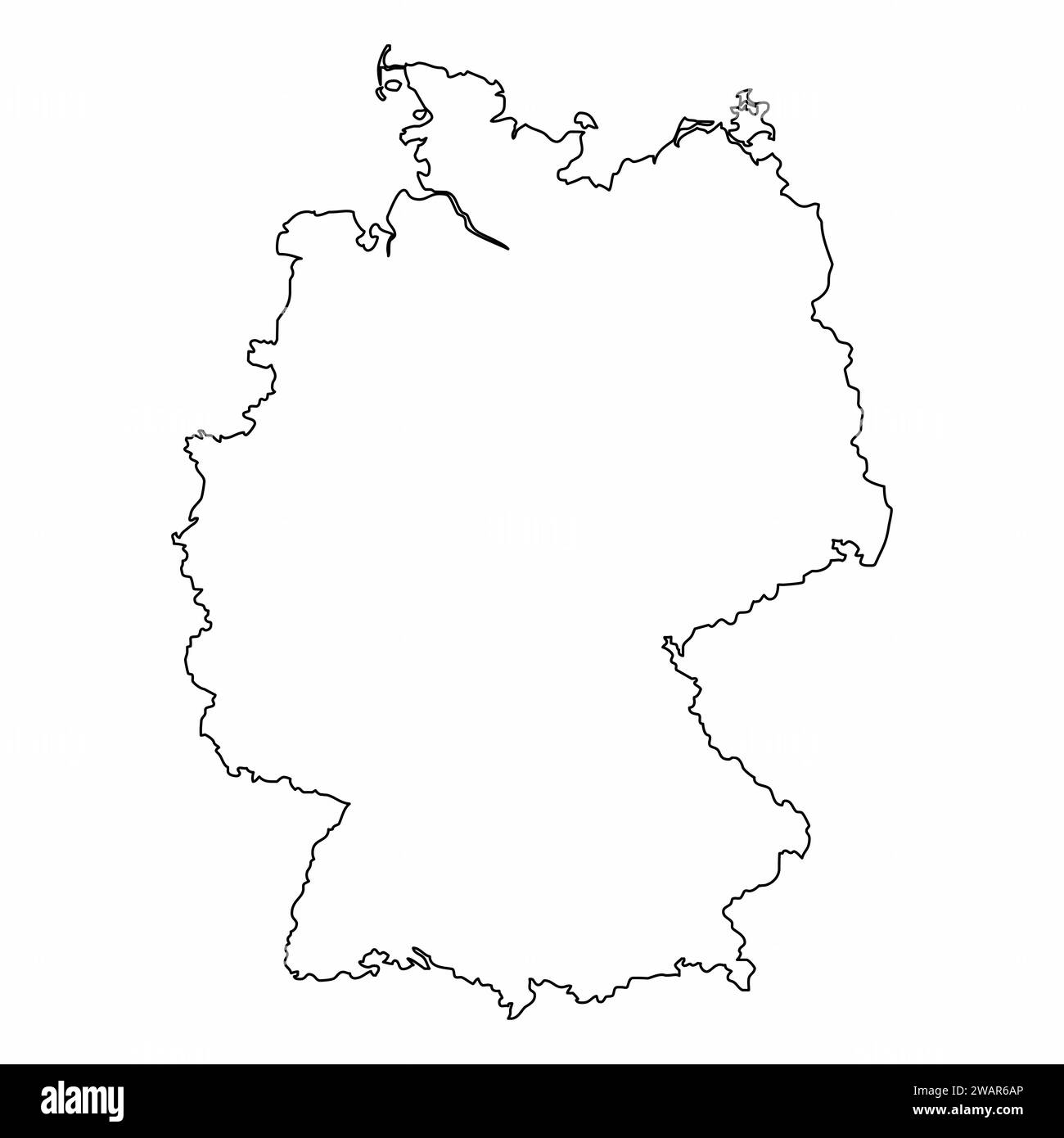 The outline map of Germany isolated on white background Stock Vector
