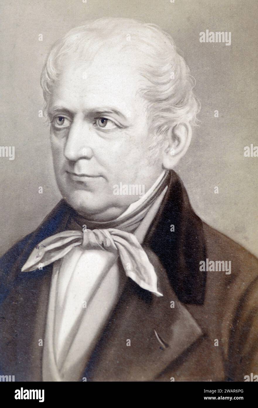 Portrait of James Fenimore Cooper (1789-1851) American Novelist (c19th Carte-de-Visite) Based on 1850 Photograph by Mathew Brady. Stock Photo