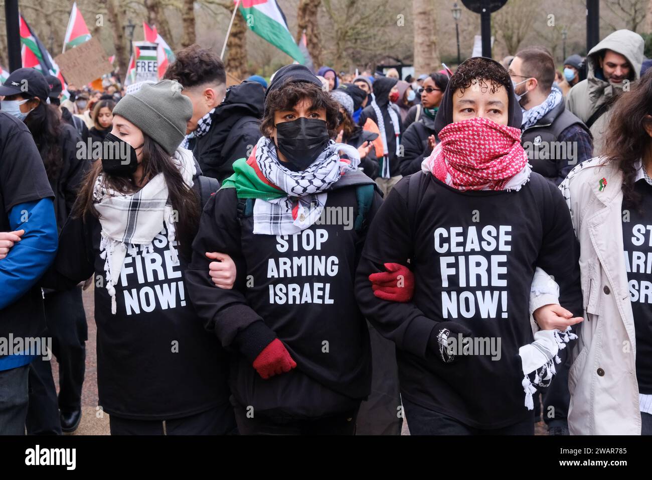 Westminster, London, UK. 6th Jan 2024. Gaza, Cease Fire Now protest by