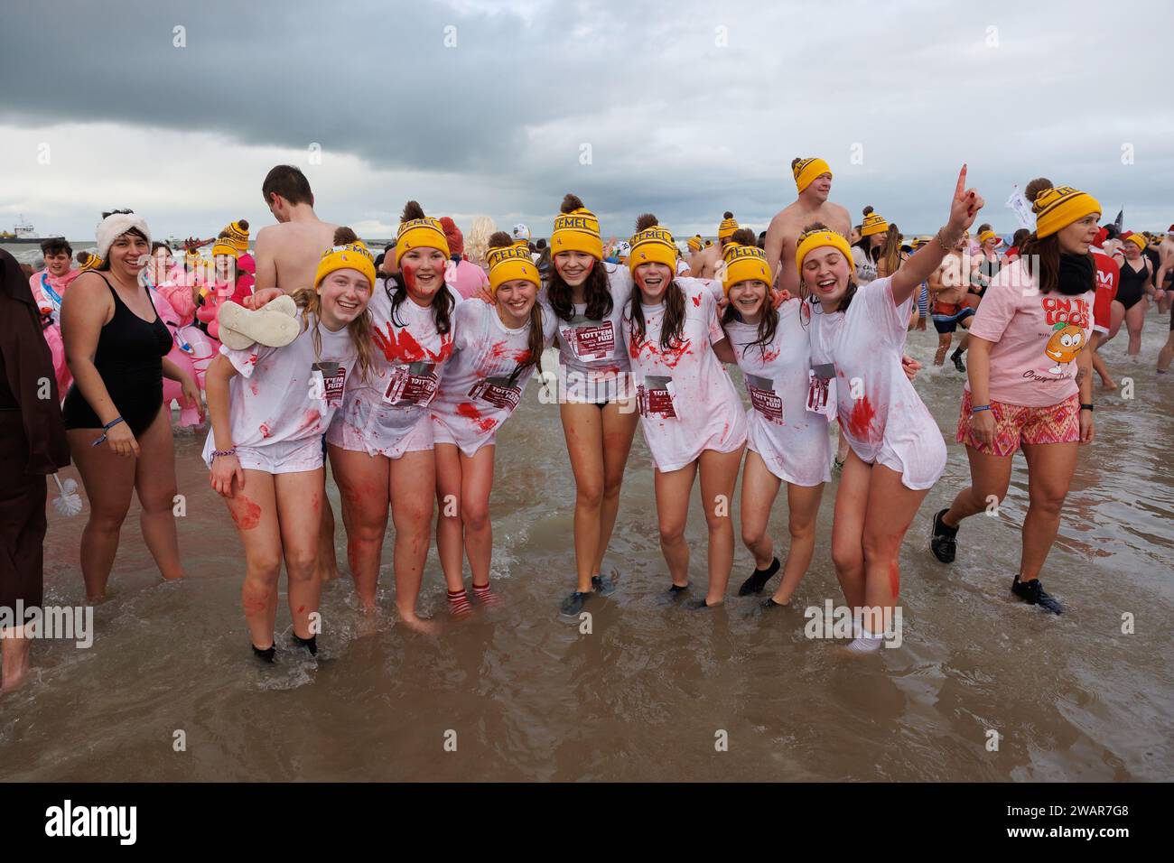 Oostende Belgium 06th Jan 2024 Illustration Picture Shows The   Oostende Belgium 06th Jan 2024 Illustration Picture Shows The Traditional New Years Dive Nieuwjaarsduik Into The North Sea In Oostende Saturday 06 January 2024 Belga Photo Kurt Desplenter Credit Belga News Agencyalamy Live News 2WAR7G8 