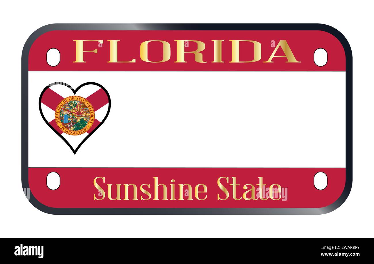 Florida USA motorcycle license plate over a white background Stock