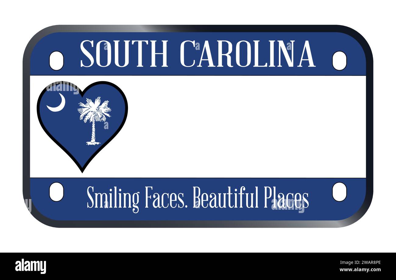 South Carolina USA motorcycle license plate over a white background Stock Vector