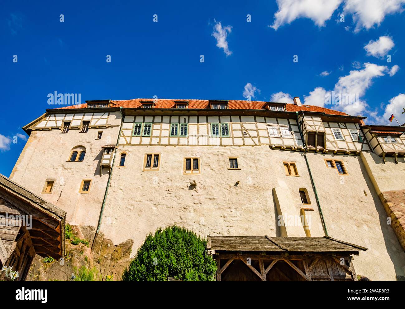 West wall with knight's house and Margaret's corridor of Wartburg Castle in Eisenach, Germany Stock Photo
