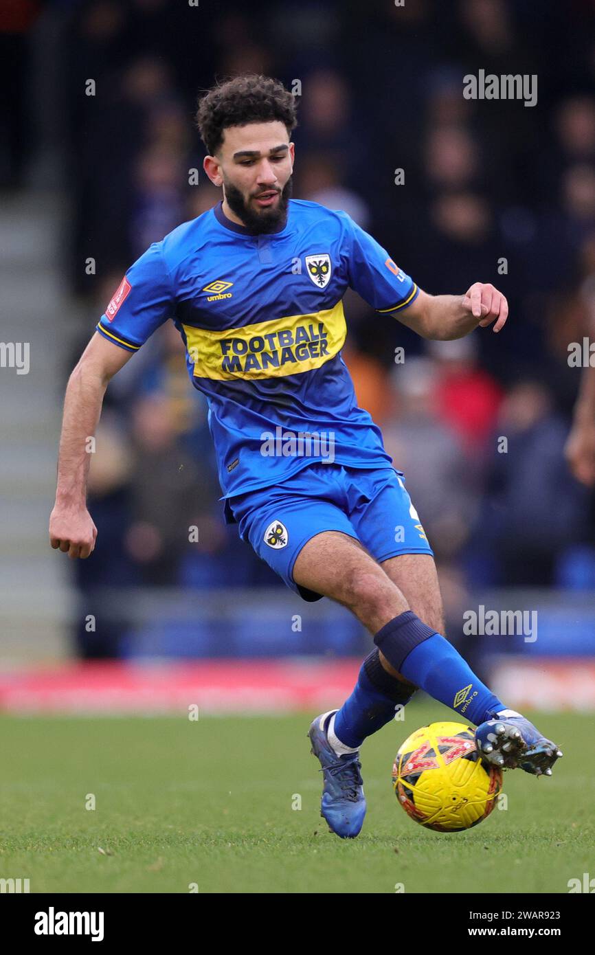 Wimbledon's Huseyin Biler during the Emirates FA Cup Third Round match at the Cherry Red Records Stadium, Wimbledon. Picture date: Saturday January 6, 2024. Stock Photo