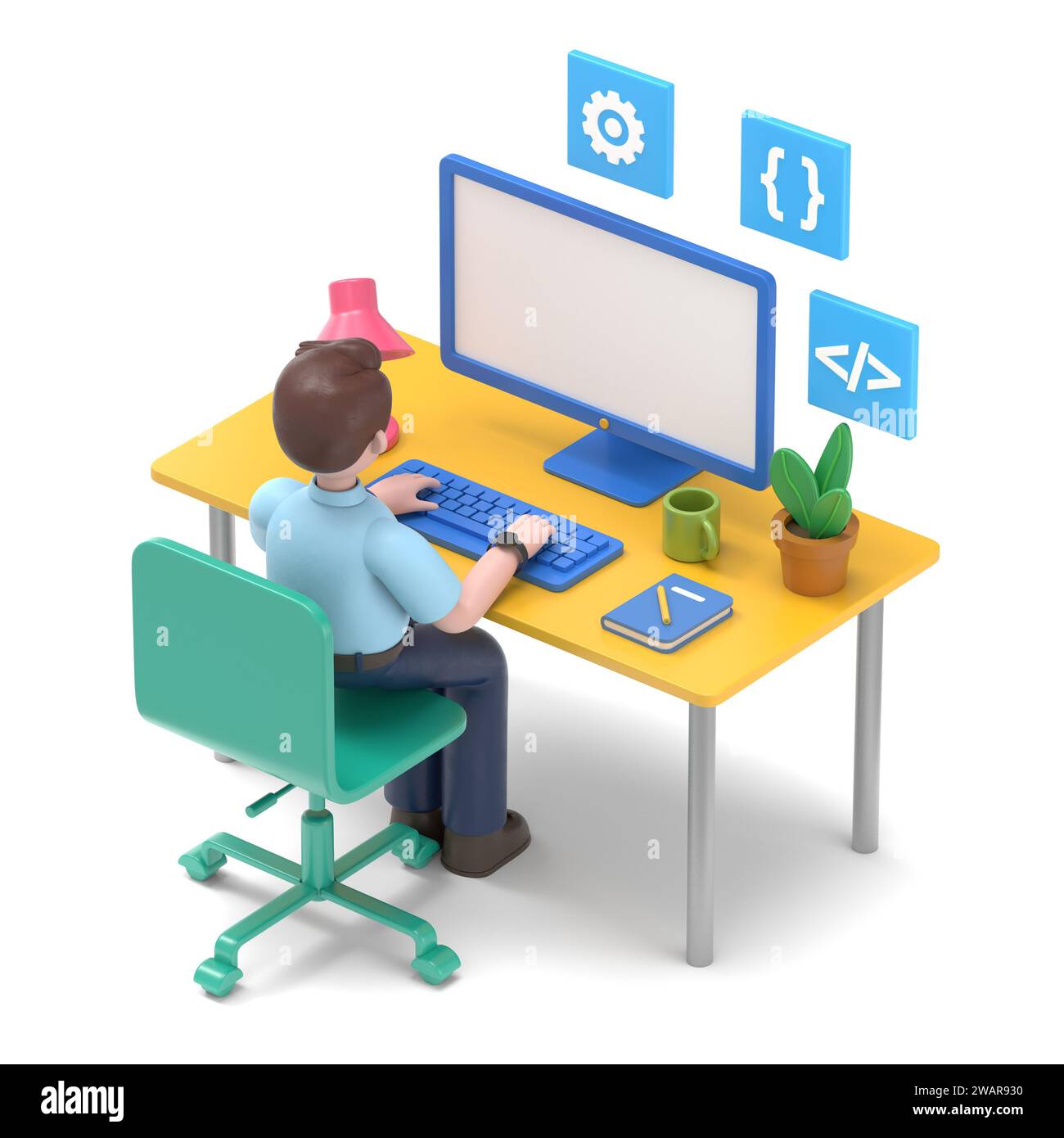 Programmer at work concept banner. Can use for web banner, infographics ...