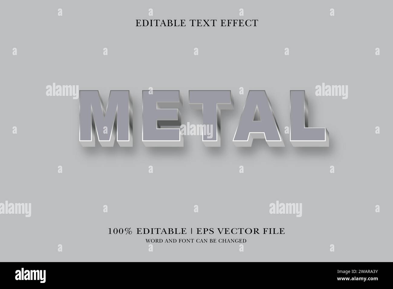 Metal Editable text Effect with 3d vector design Stock Vector