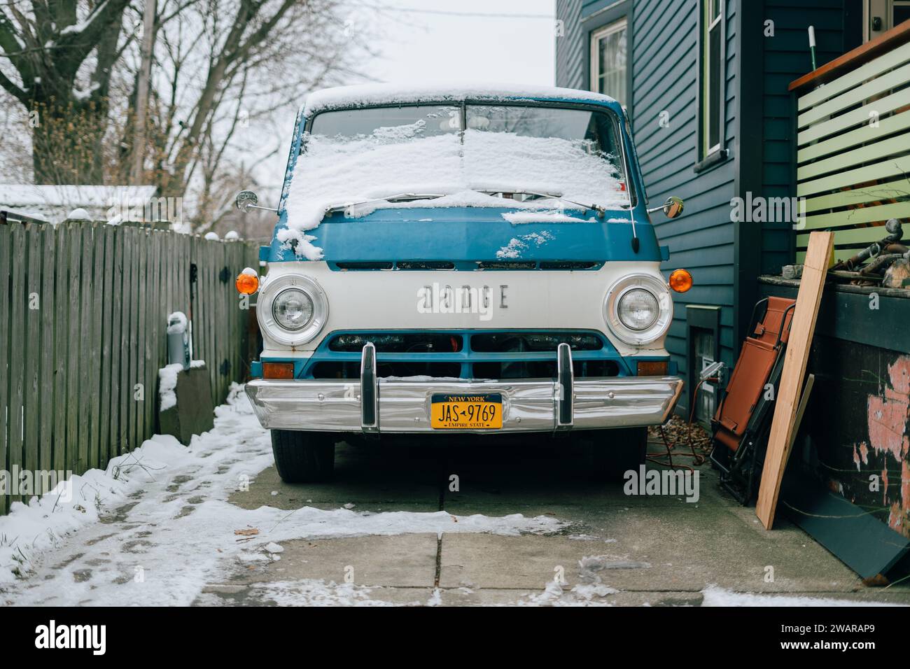 A vintage Dodge van in Allentown, Buffalo, New York Stock Photo