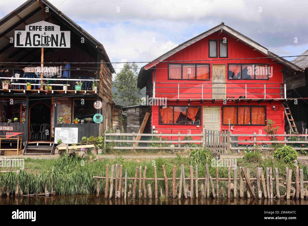 Pasto. 5th Jan, 2024. This photo taken on Jan. 5, 2024 shows a cafe and a hotel in El Encano in the department of Narino, Colombia. Credit: Zhou Shengping/Xinhua/Alamy Live News Stock Photo