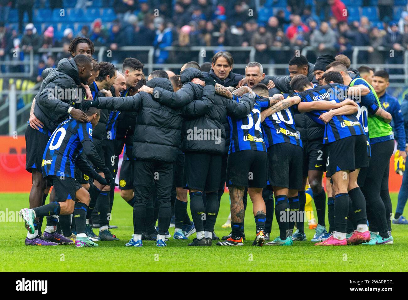 Milan, Italy January 6 2024 InterVerona serie A players f.c