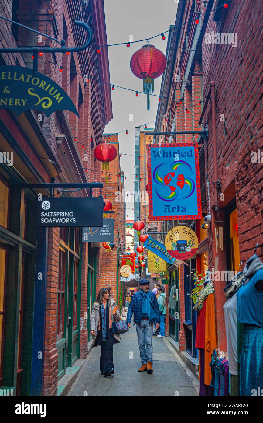 Fan Tan Alley in Chinatown of Victoria British Columbia Canada Stock Photo
