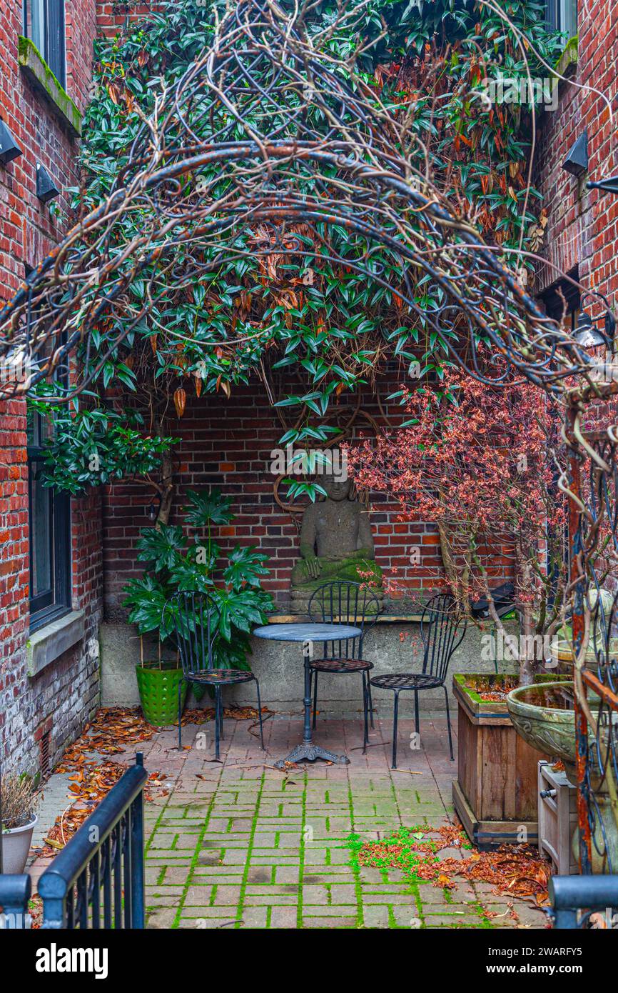 Hidden courtyard in Chinatown Victoria British Columbia Canada Stock Photo