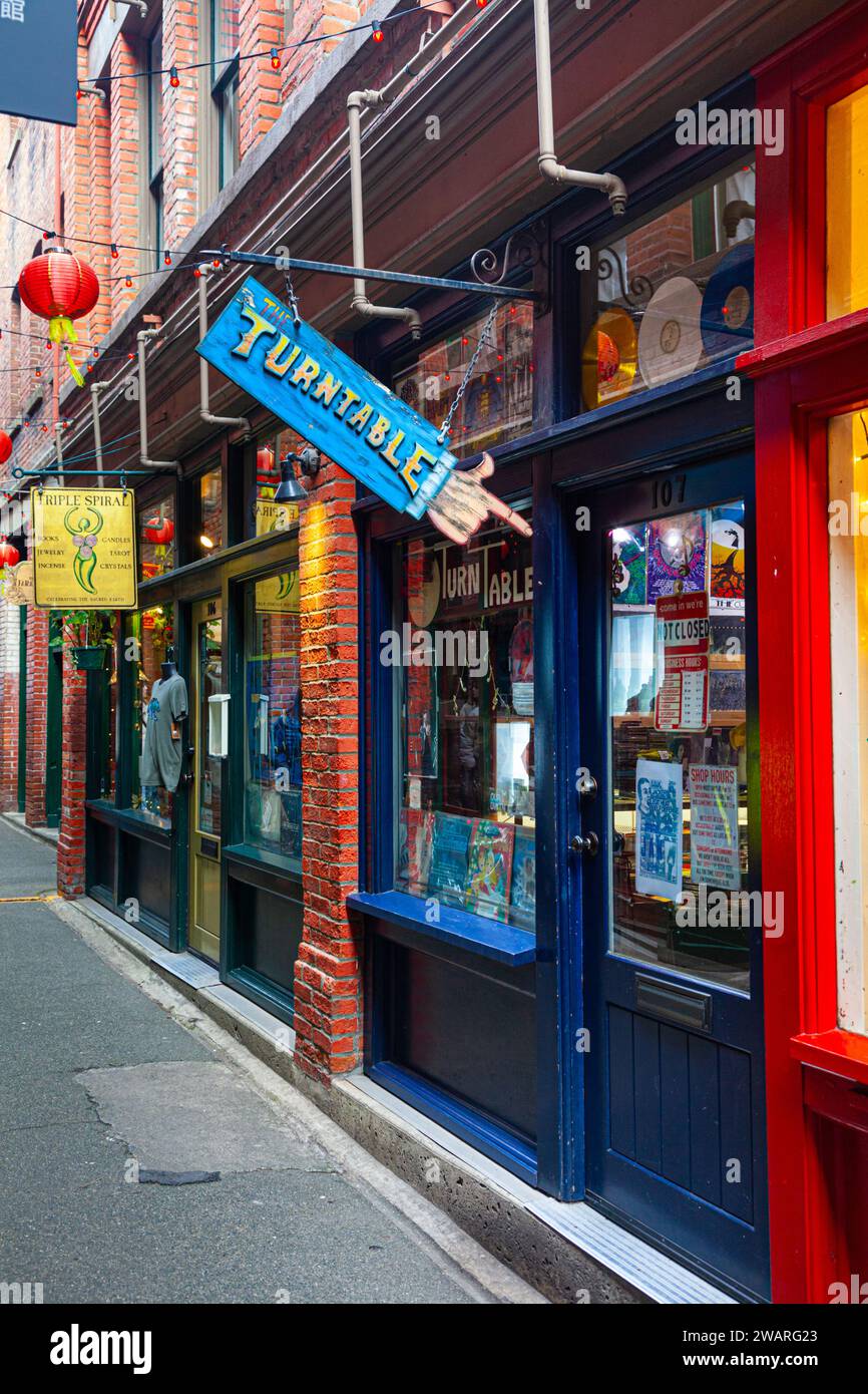 Fan Tan Alley in Chinatown of Victoria British Columbia Canada Stock Photo