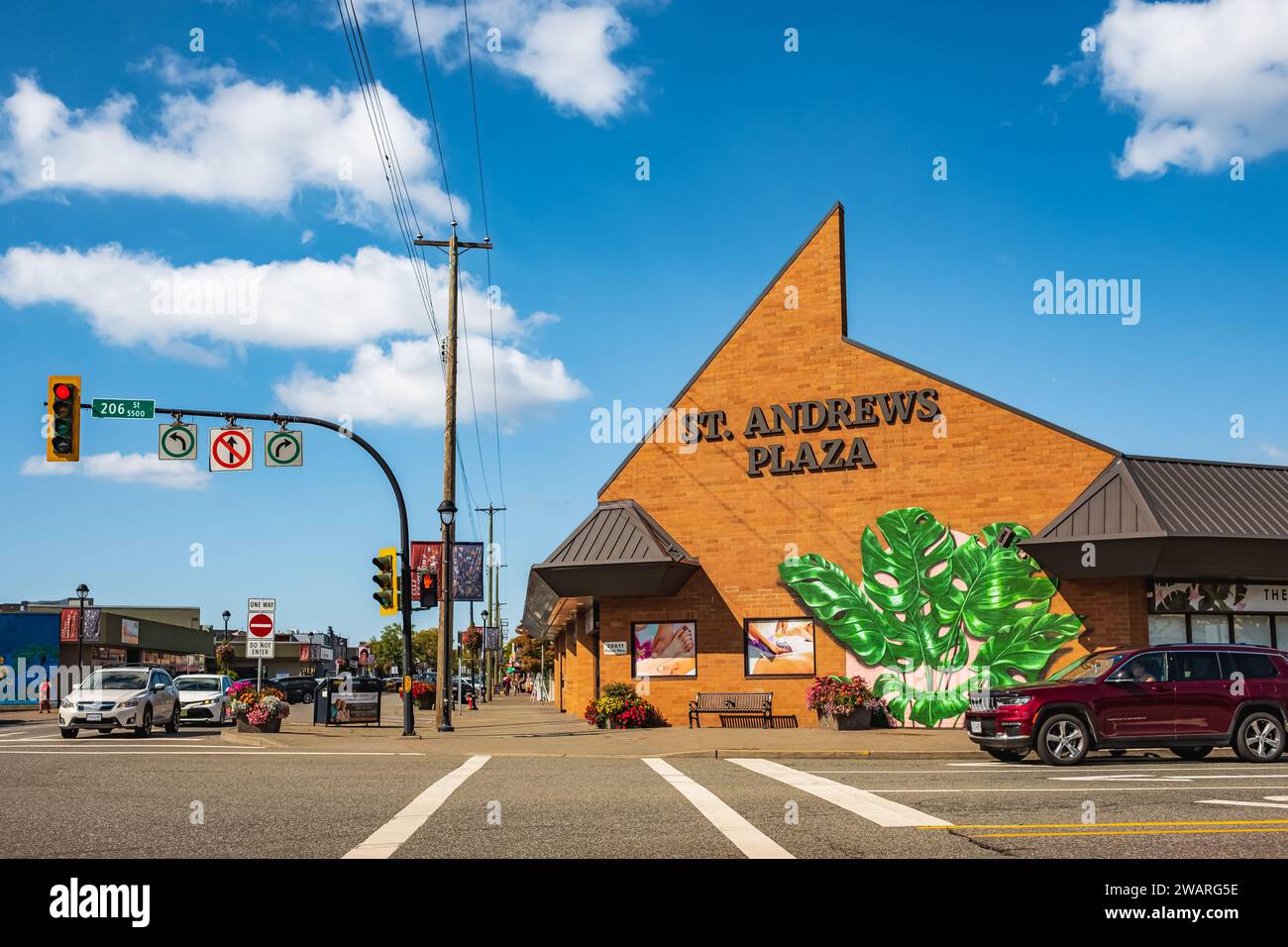 Langley Centre, Langley Bypass, British Columbia, Canada. Street view of a shops and stores in a Langley BC. Travel photo-September 20, 2023 Stock Photo